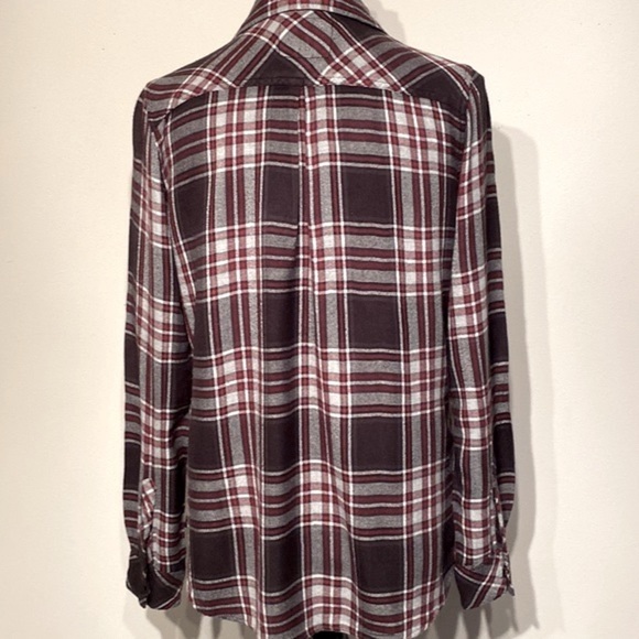 Rails Hunter plaid rayon button down long sleeved top onyx, crimson & white M - Picture 10 of 12